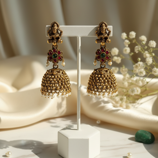 Noorika Lakshmi Floral Jhumka