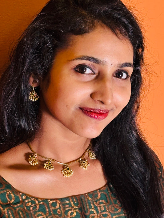 Ruby Blossom Pearl Necklace Set